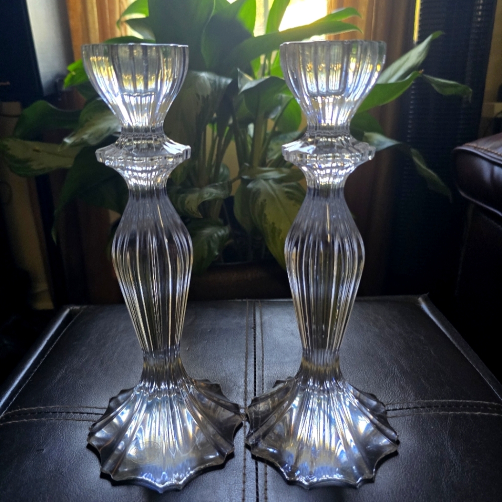 NWOT, Set of Two (2) Vintage Lead Crystal Candle Sticks